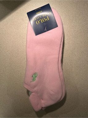 Polo by Ralph Lauren Pink No-Show Socks with Green Pony